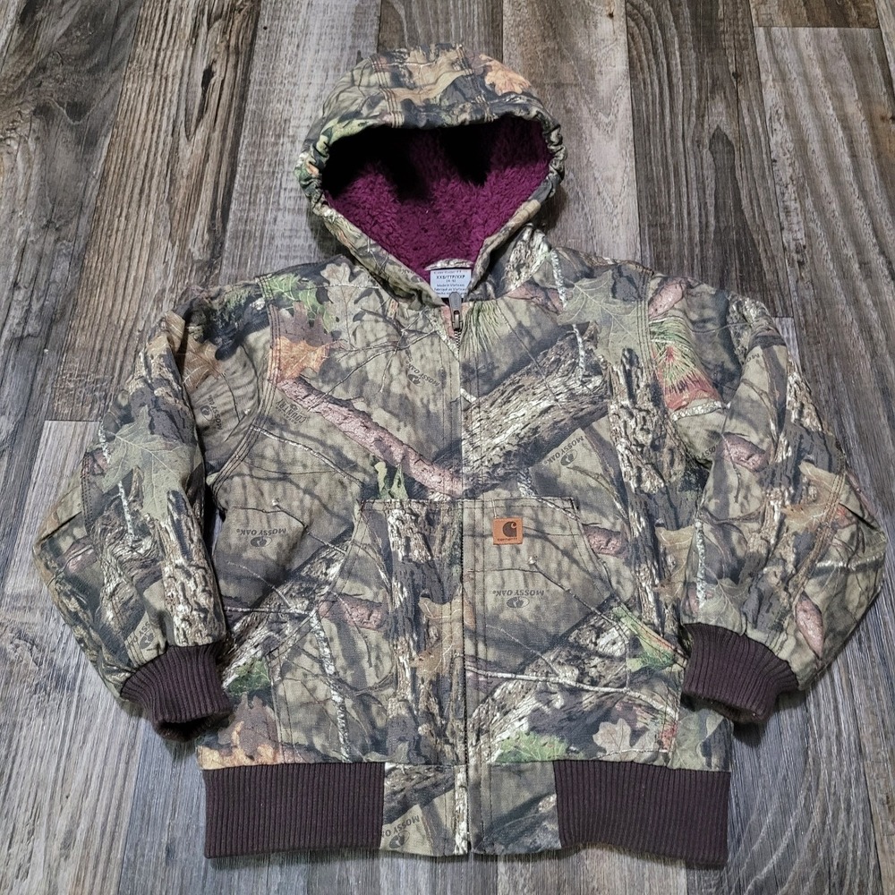 Carhartt Realtree Hooded Camo Jacket Lines Canvas Youth Girls Size XXS 4-5